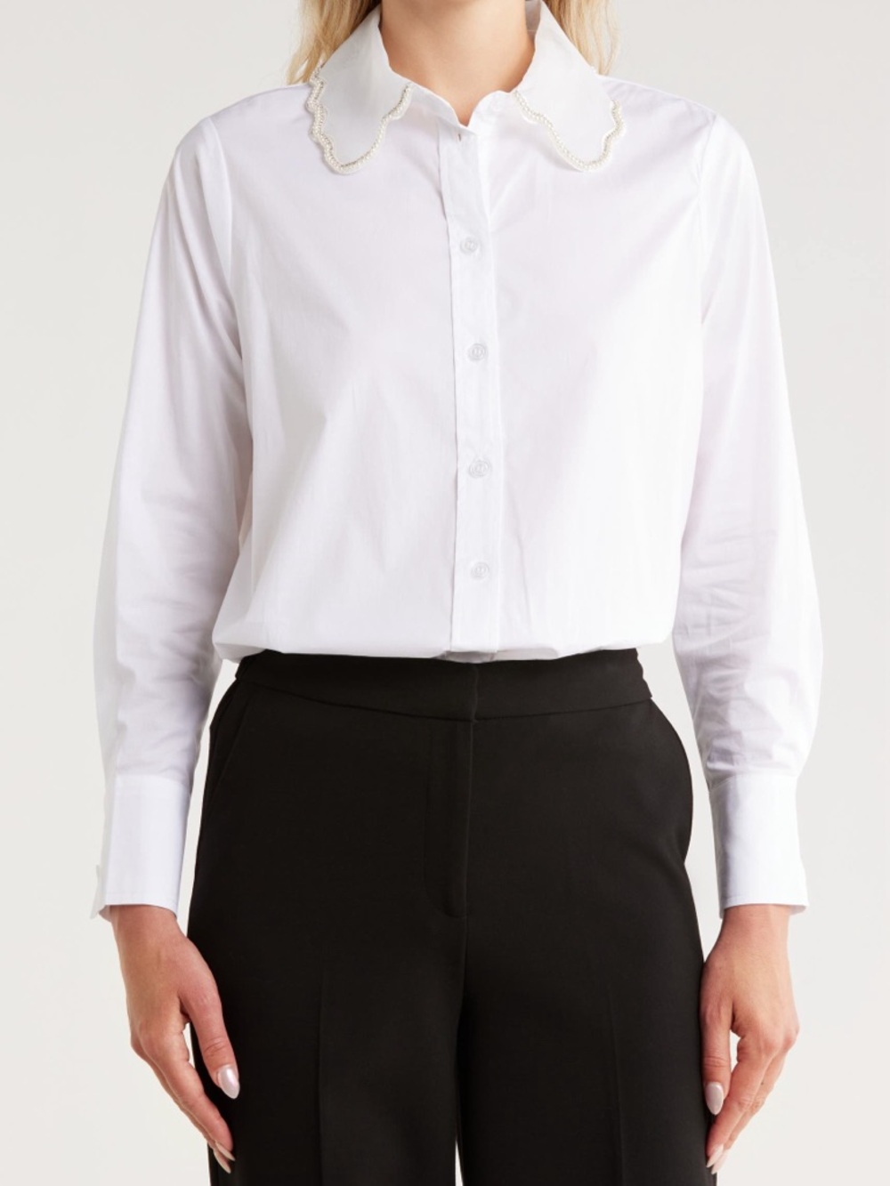 Jason Wu Bedazzled Scalloped Collar Button Down Size Small NWT